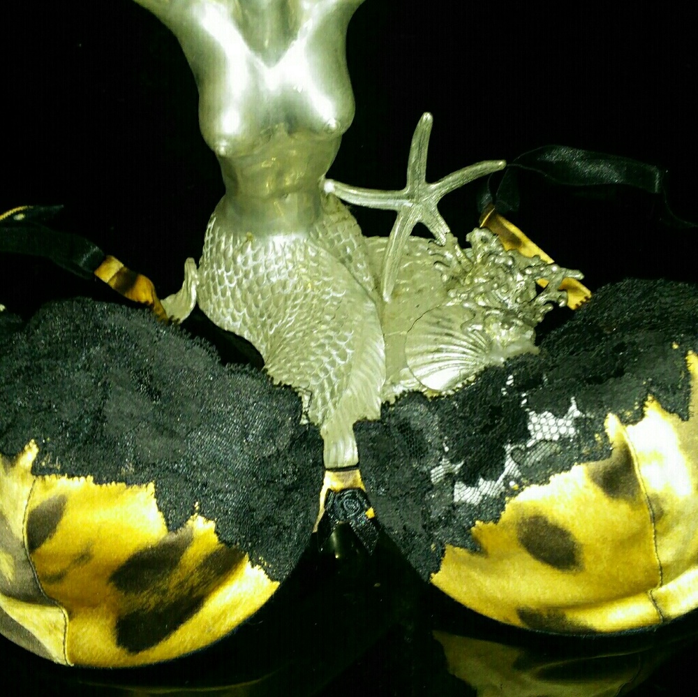 Dolce & Gabbana Leopard Print & Black Lace Bra